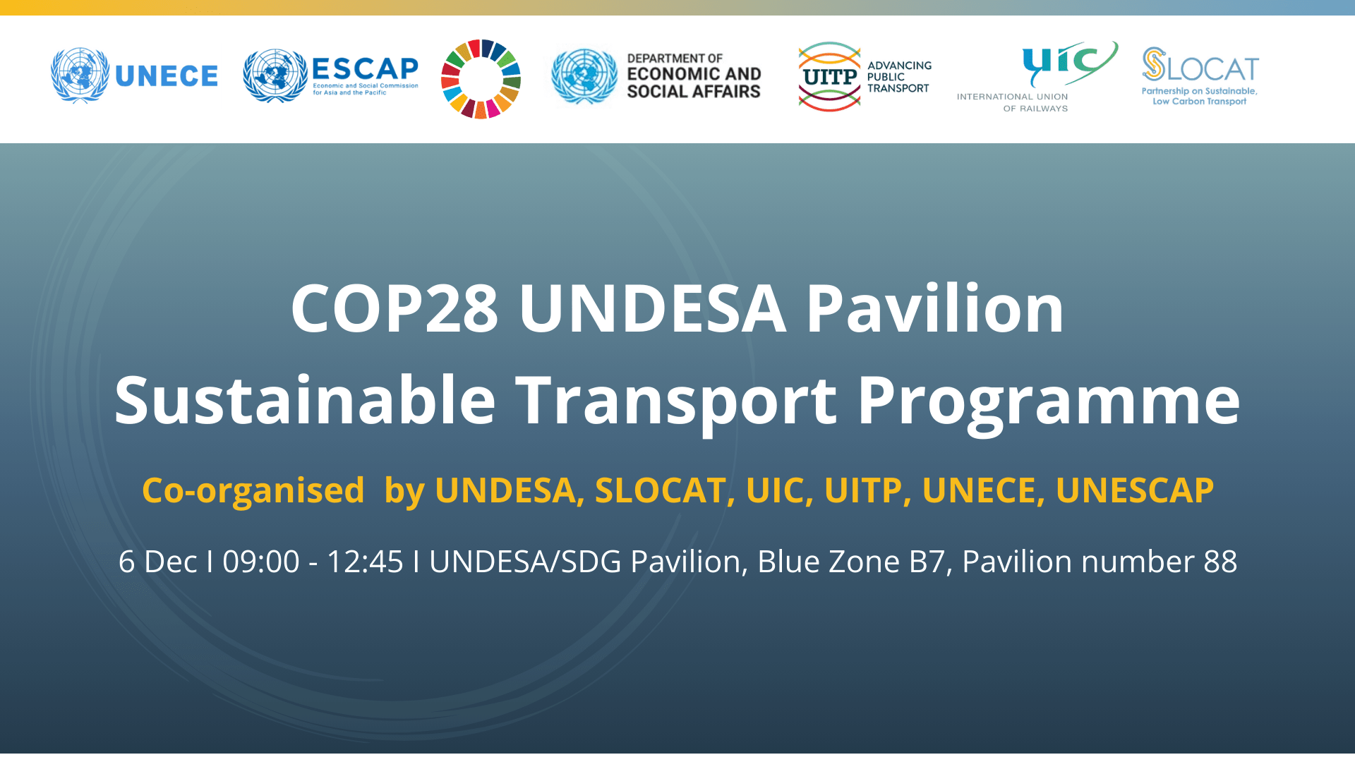 COP28 UNDESA Pavilion Sustainable Transport Programme