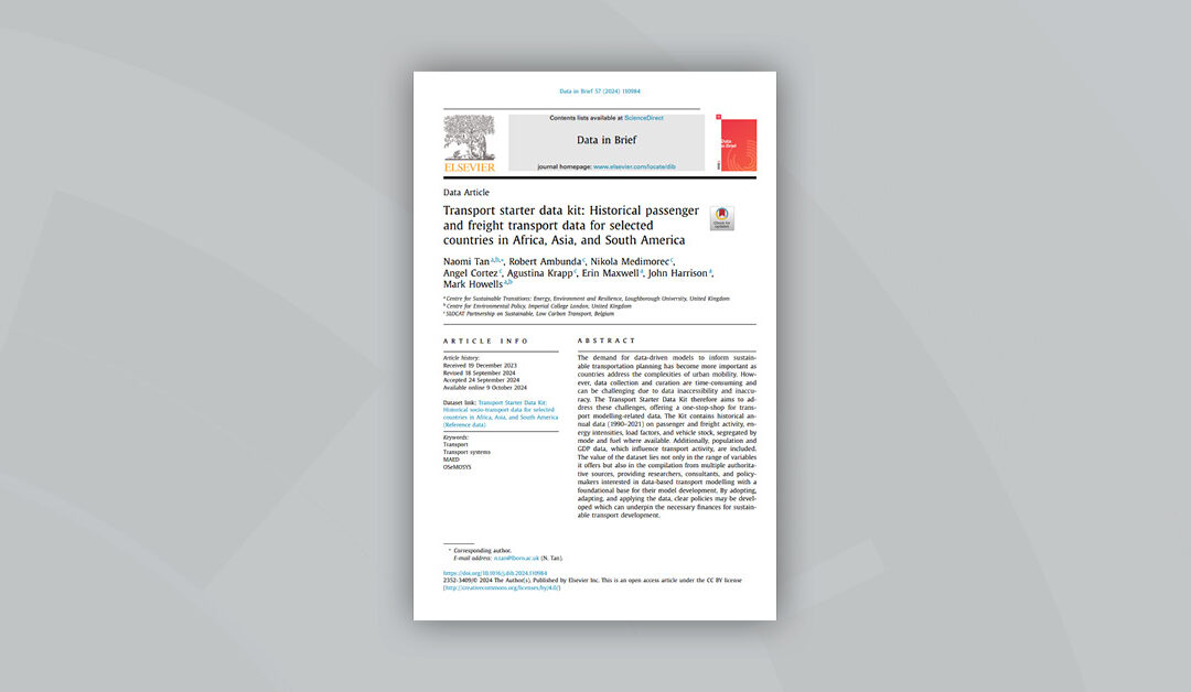 Transport starter data kit: Historical passenger and freight transport data for selected countries in Africa, Asia, and South America