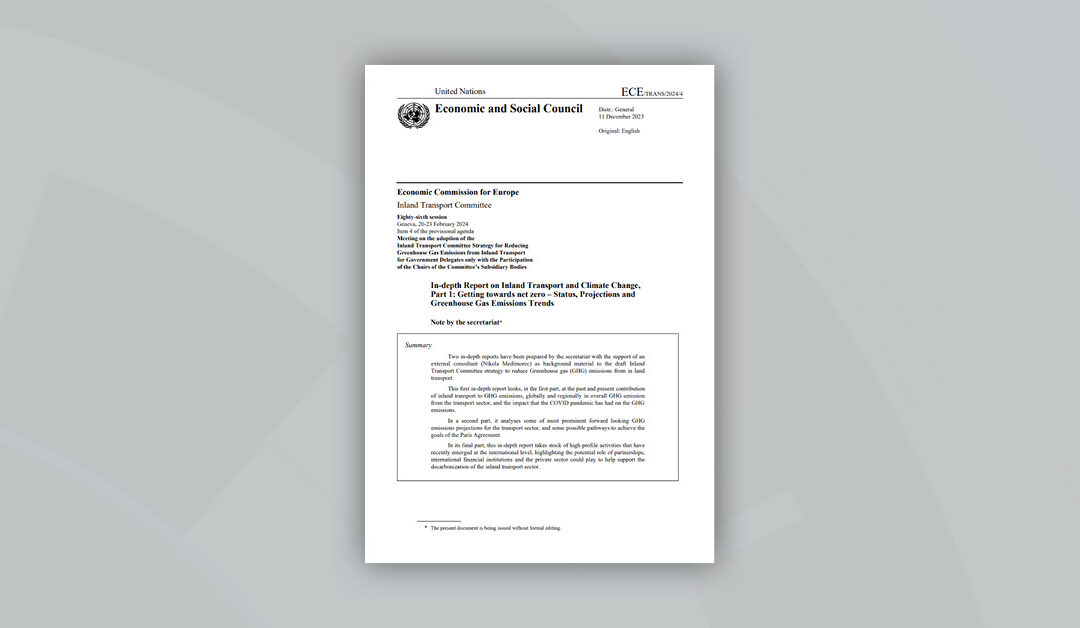 In-depth Report on Inland Transport and Climate Change, Part 1: Getting towards net zero – Status, Projections and Greenhouse Gas Emissions Trends