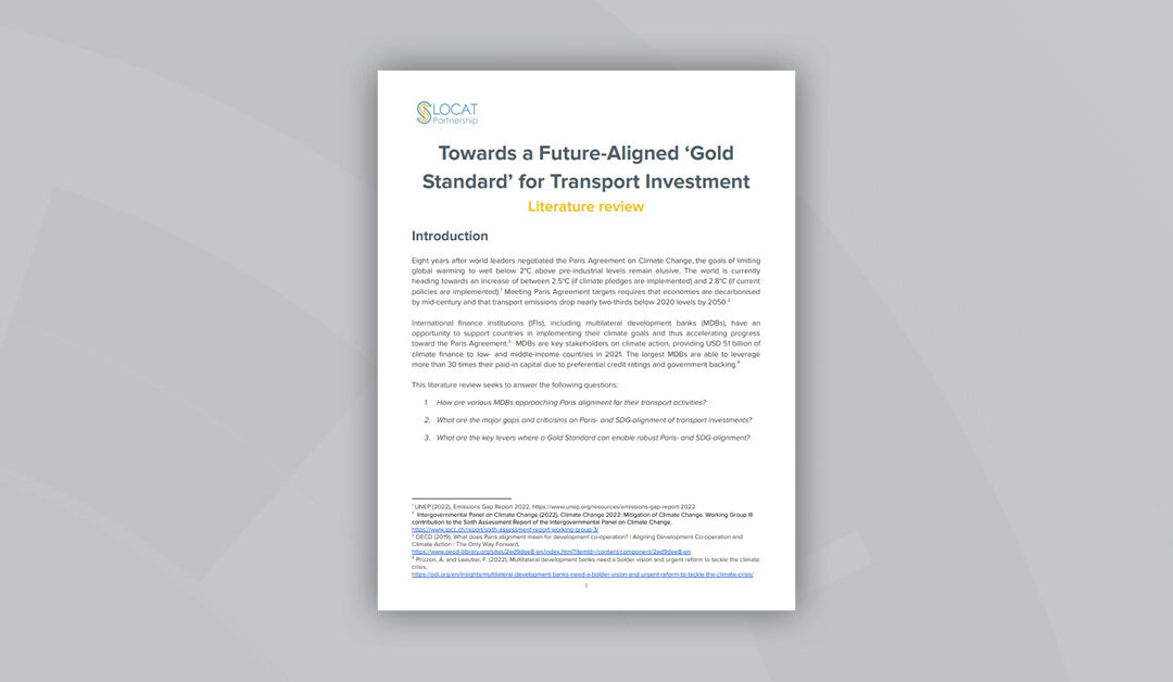 Towards a Future-Aligned ‘Gold Standard’ for Transport Investment