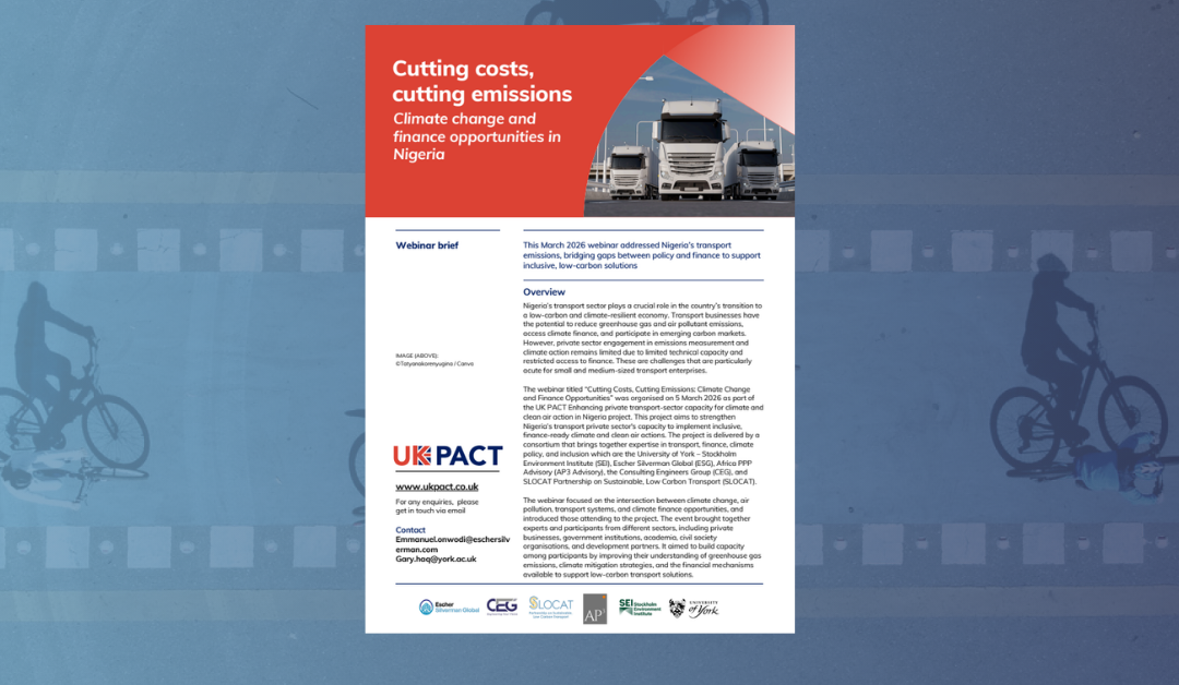 Cutting Costs, Cutting Emissions: What We Learned About Climate Finance for Nigeria’s Transport Sector