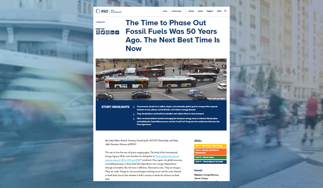 SLOCAT in IISD: the time to phase out fossil fuels was 50 years ago. The next best time is now.